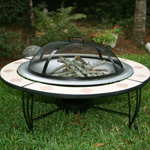 WOODLAND DIRECT™ Mosaic Tile Stainless Steel Fire Pit 