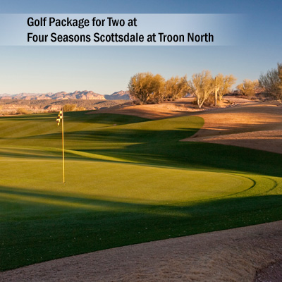 FOUR SEASONS HOTEL AND RESORTS® Scottsdale at Troon North Golf Package - Enjoy luxurious accomodations for a 3-night stay and world-class golf with this golf package for two at the Four Seasons Hotels and Resorts® Scottsdale.  Package includes accommodations in one of their luxurious casitas and two rounds of golf for each night of your stay at the Troon North Golf Club, including access to the driving range.
